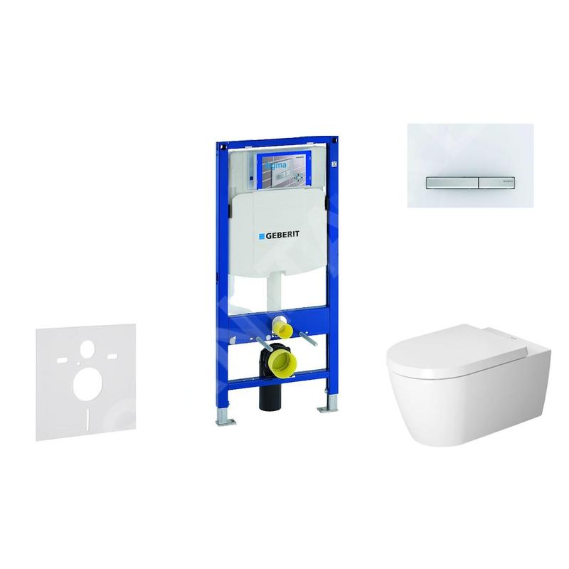 Geberit Duofix - Ensemble bâti-support, cuvette de toilette et siège ME by Starck, Rimless, SoftClose, plaque Sigma50, blanc