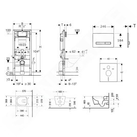 Geberit Duofix - Ensemble bâti-support, cuvette de toilette et siège ME by Starck, Rimless, SoftClose, plaque Sigma50, blanc