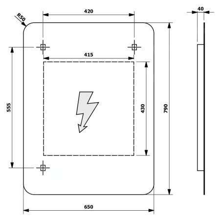 Sapho Miroirs - Miroir Senfineco avec éclairage LED et Effet 3D, 650x800 mm SF115