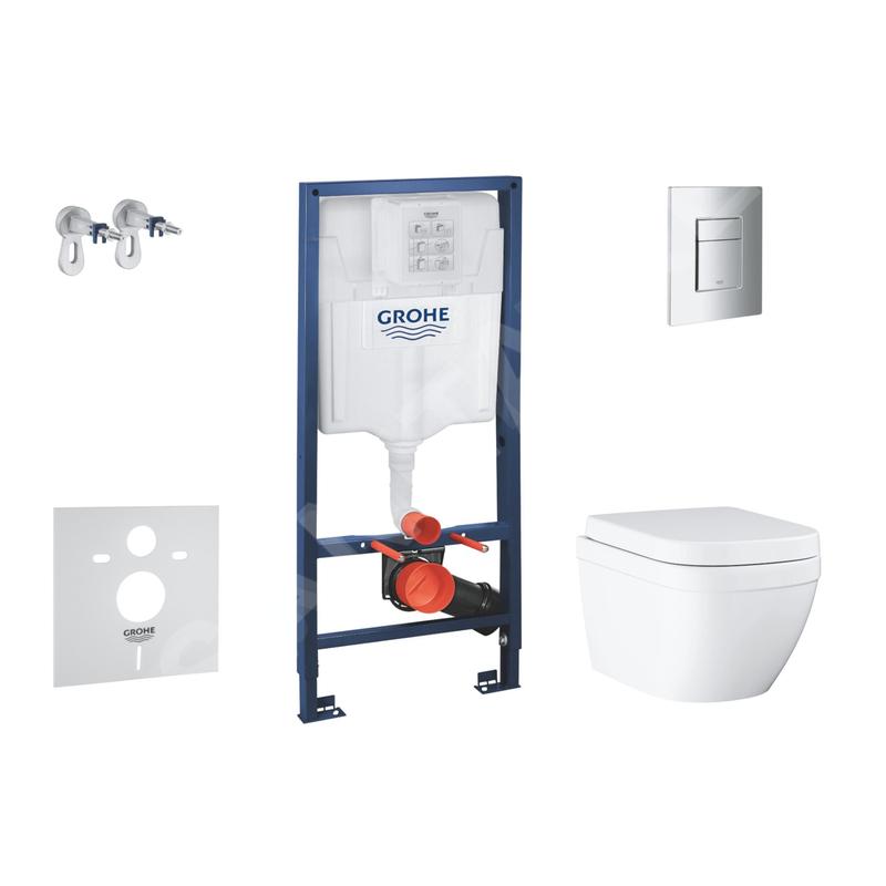 Grohe Solido - Set d’installation murale, toilettes et siège Euro Ceramic, softclose, Triple Vortex, bouton Even, chrome Grohe Solido - Set d’installation murale, toilettes et siège Euro Ceramic, softclose, Triple Vortex, bouton Even, chrome