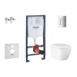 Grohe Solido - Set d’installation murale, toilettes et siège Euro Ceramic, softclose, Triple Vortex, bouton Even, chrome Grohe Solido - Set d’installation murale, toilettes et siège Euro Ceramic, softclose, Triple Vortex, bouton Even, chrome