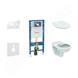 Geberit Duofix - Set d'installation pré-murale, cuvette Alpha avec abattant, plaque de déclenchement Sigma30, blanc/chrome