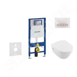 Geberit Duofix - Bâti-support pour WC suspendu avec plaque de déclenchement Sigma 50, blanc alpin + Villeroy Boch – cuvette et
