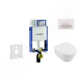Geberit Kombifix - Bâti-support pour WC suspendu avec plaque de déclenchement Sigma50, blanc alpin + Villeroy Boch – cuvette et