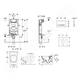 Geberit Kombifix - Bâti-support pour WC suspendu avec plaque de déclenchement Sigma50, blanc alpin + Villeroy Boch – cuvette et