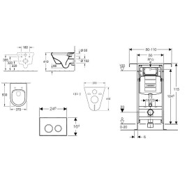 Geberit Duofix - Bâti-support pour WC suspendu avec plaque de déclenchement Sigma01, chrome mat + Villeroy Boch - cuvette et