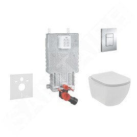 Grohe Uniset - Set de bâti-support, WC suspendu Rimless + abattant Ideal Standard Tesi, plaque de déclenchement Skate