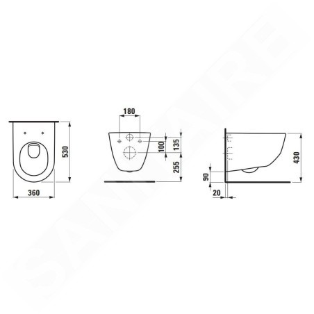 Laufen Pro - WC suspendu, 530x360 mm, blanc H8209560000001