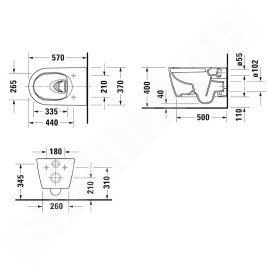 Duravit ME by Starck - WC suspendu HygieneFlush avec abattant Softclose, Rimless, HygieneGlaze, blanc 45790920A1