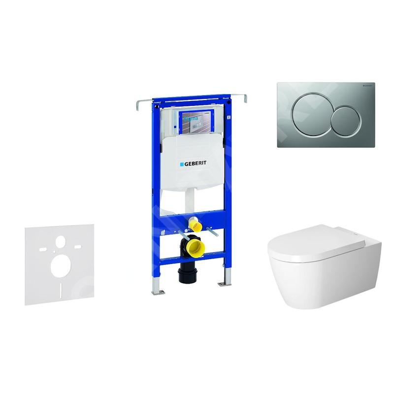 Geberit Duofix - Ensemble bâti-support, cuvette de toilette et siège ME by Starck, Rimless, SoftClose, plaque Sigma01, chrome