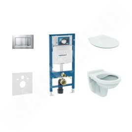 Geberit Duofix - Set d'installation pré-murale, cuvette Alpha avec abattant, plaque de déclenchement Sigma30, chrome mat/chrome