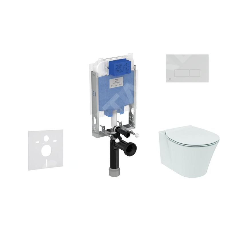 Ideal Standard ProSys - Ensemble pour WC suspendu, cuvette et abattant Connect Air, Plaque de déclenchement Oleas M2,