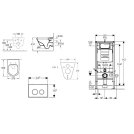 Geberit Duofix - Bâti-support pour WC suspendu avec plaque de déclenchement Sigma 30, blanc/chrome brillant+ Villeroy Boch –
