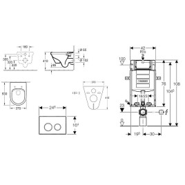 Geberit Kombifix - Bâti-support pour WC suspendu avec plaque de déclenchement Sigma01, chrome mat + Villeroy Boch – cuvette et