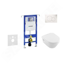 Geberit Duofix - Bâti-support pour WC suspendu avec plaque de déclenchement Sigma01, blanc alpin + Villeroy Boch - cuvette et