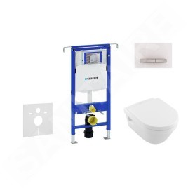 Geberit Duofix - Bâti-support pour WC suspendu avec plaque de déclenchement Sigma 50, blanc alpin + Villeroy Boch – cuvette et