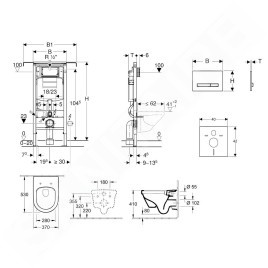 Geberit Duofix - Bâti-support pour WC suspendu avec plaque de déclenchement Sigma 50, blanc alpin + Villeroy Boch – cuvette et