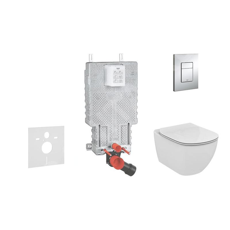 Grohe Uniset - Set de bâti-support, cuvette et abattant IdealStandard, plaque de déclenchement Skate Cosmo, Aquablade, Grohe Uniset - Set de bâti-support, cuvette et abattant IdealStandard, plaque de déclenchement Skate Cosmo, Aquablade,