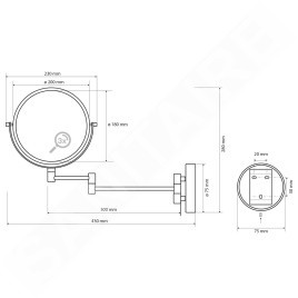 Sapho X-Round - Miroir de rasage mural, chrome XR006