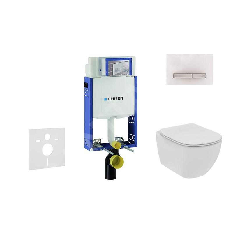 Geberit Kombifix - Set de bâti-support, WC suspendu Rimless+ abattant SoftClose Ideal Standard Tesi, plaque de déclenchement Geberit Kombifix - Set de bâti-support, WC suspendu Rimless+ abattant SoftClose Ideal Standard Tesi, plaque de déclenchement