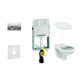 Geberit Kombifix - Set d'installation pré-murale, cuvette Alpha avec abattant, plaque de déclenchement Delta35, chrome brillant