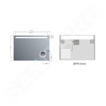 Sapho Astro - Mirroir 1000x700 mm, éclairage LED, miroir de rasage MIRL4