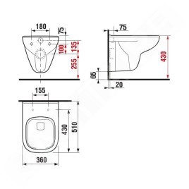 Jika Deep - Toilettes suspendues, Rimless, Dual Flush, blanc H8206140000001