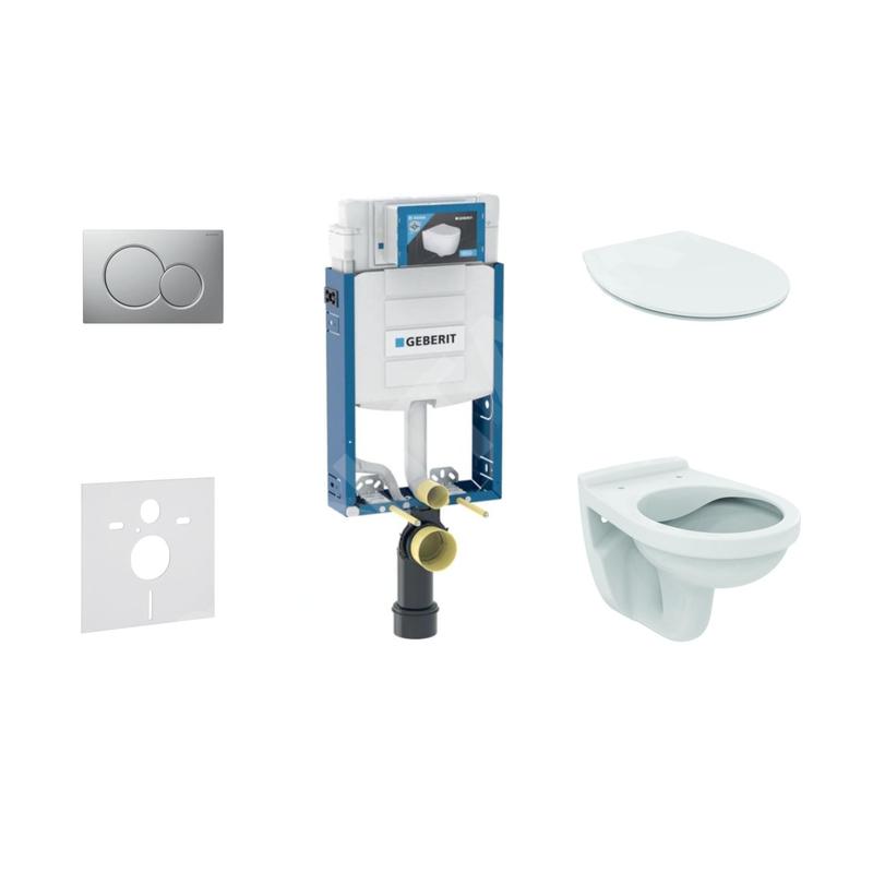 Geberit Kombifix - Set d'installation pré-murale, cuvette Alpha avec abattant, plaque de déclenchement Sigma01, chrome mat Geberit Kombifix - Set d'installation pré-murale, cuvette Alpha avec abattant, plaque de déclenchement Sigma01, chrome mat