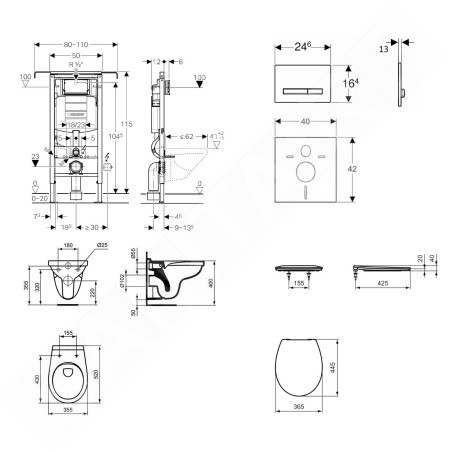 Geberit Duofix - Set d'installation pré-murale, cuvette Alpha avec abattant, plaque de déclenchement Sigma50, blanc alpin