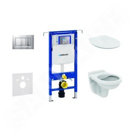 Geberit Duofix - Set d'installation pré-murale, cuvette Alpha avec abattant, plaque de déclenchement Sigma30, chrome mat/chrome