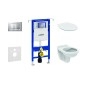 Geberit Duofix - Set d'installation pré-murale, cuvette Alpha avec abattant, plaque de déclenchement Sigma30, chrome mat/chrome