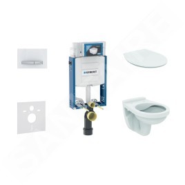 Geberit Kombifix - Set d'installation pré-murale, cuvette Alpha avec abattant, plaque de déclenchement Sigma50, blanc alpin