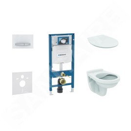 Geberit Duofix - Set d'installation pré-murale, cuvette Alpha avec abattant, plaque de déclenchement Sigma50, blanc alpin