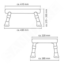 Sapho Accessoire Ridder - Tabouret marche-pieds, hauteur réglable, blanc A0102601