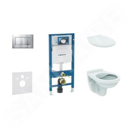 Geberit Duofix - Set d'installation pré-murale, cuvette Alpha avec abattant, plaque de déclenchement Sigma30, chrome mat/chrome