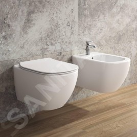 Ideal Standard ProSys - Ensemble pour WC suspendu, cuvette et abattant Tesi, Plaque de déclenchement Oleas M2, Rimless,