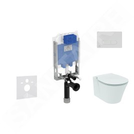 Ideal Standard ProSys - Ensemble pour WC suspendu, cuvette et abattant Connect Air, Plaque de déclenchement Oleas M1,