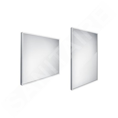 Nimco Miroirs - Miroir avec éclairage LED, 800x700 mm, carré, aluminium ZP 13003