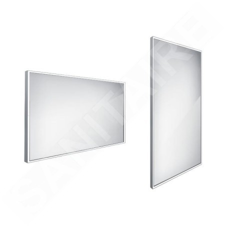 Nimco Miroirs - Miroir avec éclairage LED, 1200x700 mm, carré, aluminium ZP 13006