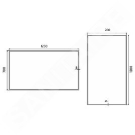 Nimco Miroirs - Miroir avec éclairage LED, 1200x700 mm, carré, aluminium ZP 13006