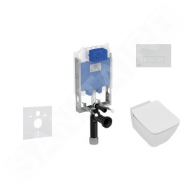 Ideal Standard ProSys - Ensemble pour WC suspendu, cuvette et abattant Strada II, Plaque de déclenchement Oleas M2, Aquablade,