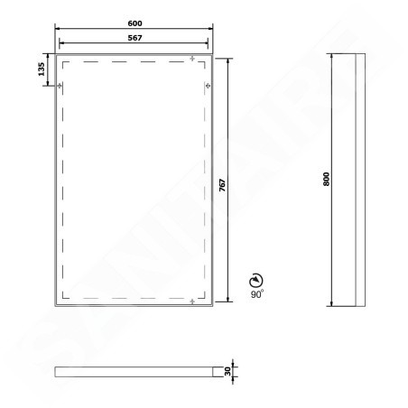 Sapho Arowana - Miroir dans un cadre 600x800 mm, chrome AW6080