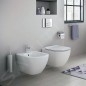 Ideal Standard ProSys - Ensemble pour WC suspendu, cuvette et abattant Tesi, Plaque de déclenchement Oleas M1, chrome mat