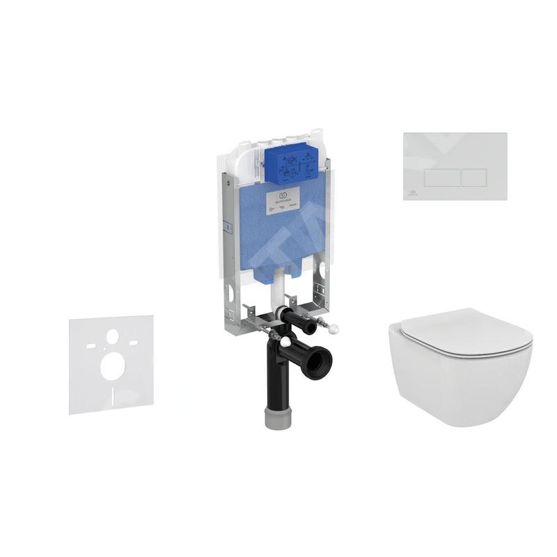 Ideal Standard ProSys - Ensemble pour WC suspendu, cuvette et abattant Tesi, Plaque de déclenchement Oleas M2, chrome ProSys80M Ideal Standard ProSys - Ensemble pour WC suspendu, cuvette et abattant Tesi, Plaque de déclenchement Oleas M2, chrome ProSys80M