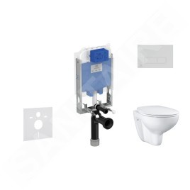 Ideal Standard ProSys - Ensemble pour WC suspendu, cuvette et abattant Bau Ceramic, Plaque de déclenchement Oleas M2, Rimless,