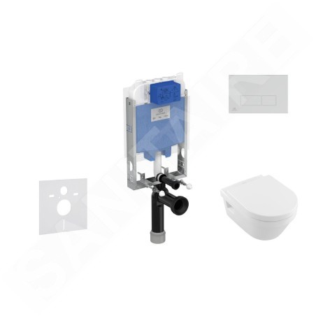 Ideal Standard ProSys - Ensemble pour WC suspendu, cuvette et abattant Architectura, Plaque de déclenchement Oleas M2,