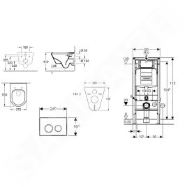 Geberit Duofix - Bâti-support pour WC suspendu avec plaque de déclenchement Sigma 01, chrome mat + Villeroy Boch – cuvette et