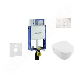 Geberit Kombifix - Bâti-support pour WC suspendu avec plaque de déclenchement Sigma01, blanc alpin + Villeroy Boch – cuvette et