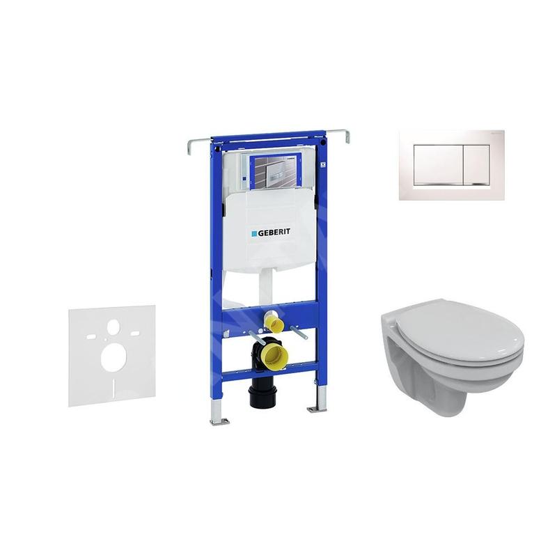 Geberit Duofix - Bâti-support pour WC suspendu avec plaque de déclenchement Sigma 30, blanc/chrome brillant+ Villeroy Boch –