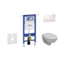 Geberit Duofix - Bâti-support pour WC suspendu avec plaque de déclenchement Sigma 30, blanc/chrome brillant+ Villeroy Boch –